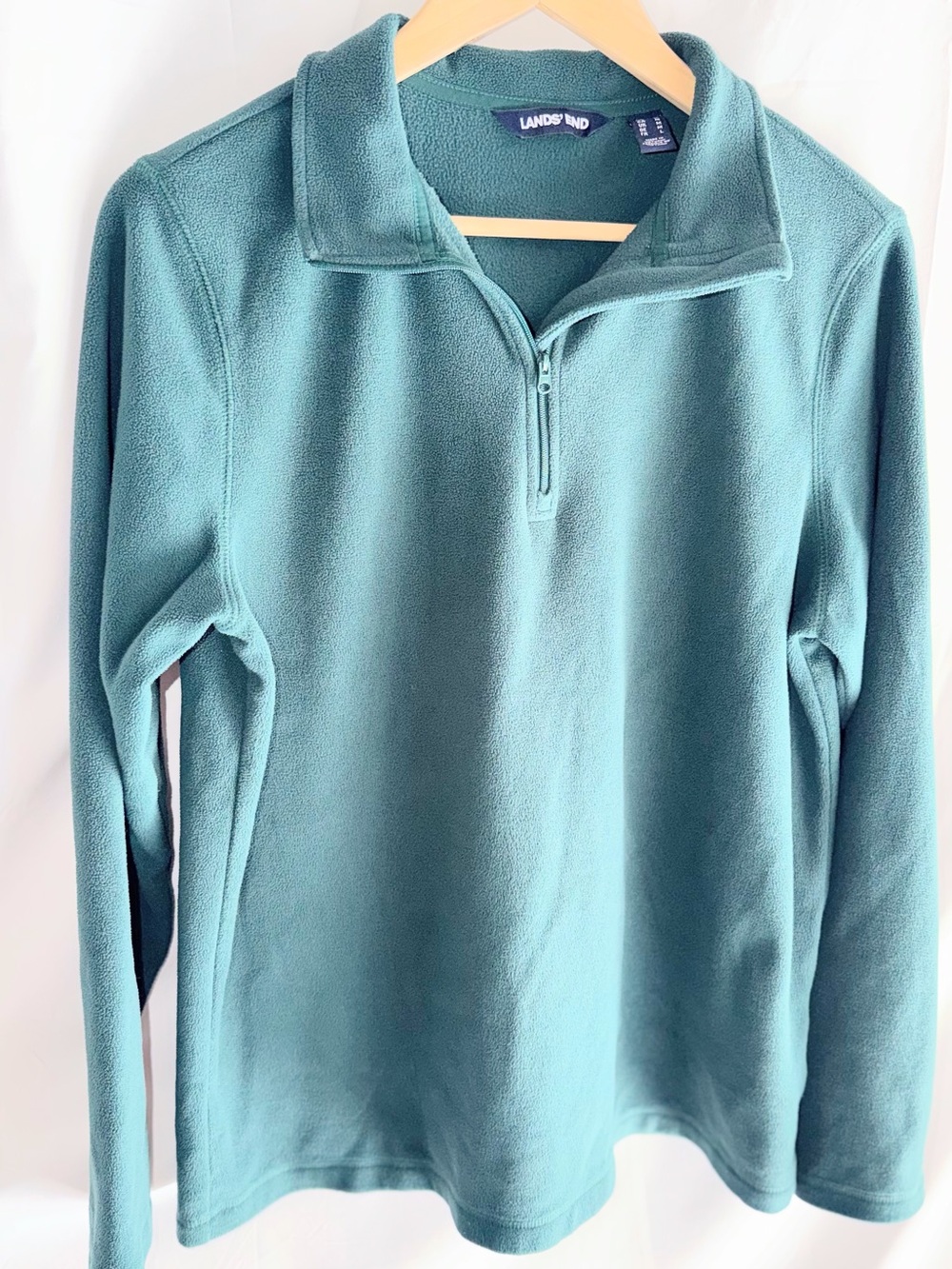 Lands' End Teal Quarter-Zip Fleece Pullover - Women's